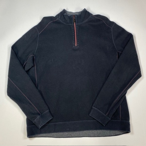 Tommy Bahama Quarter Zip Pullover Long Sleeve Casual Black Sweater Large - Picture 1 of 8